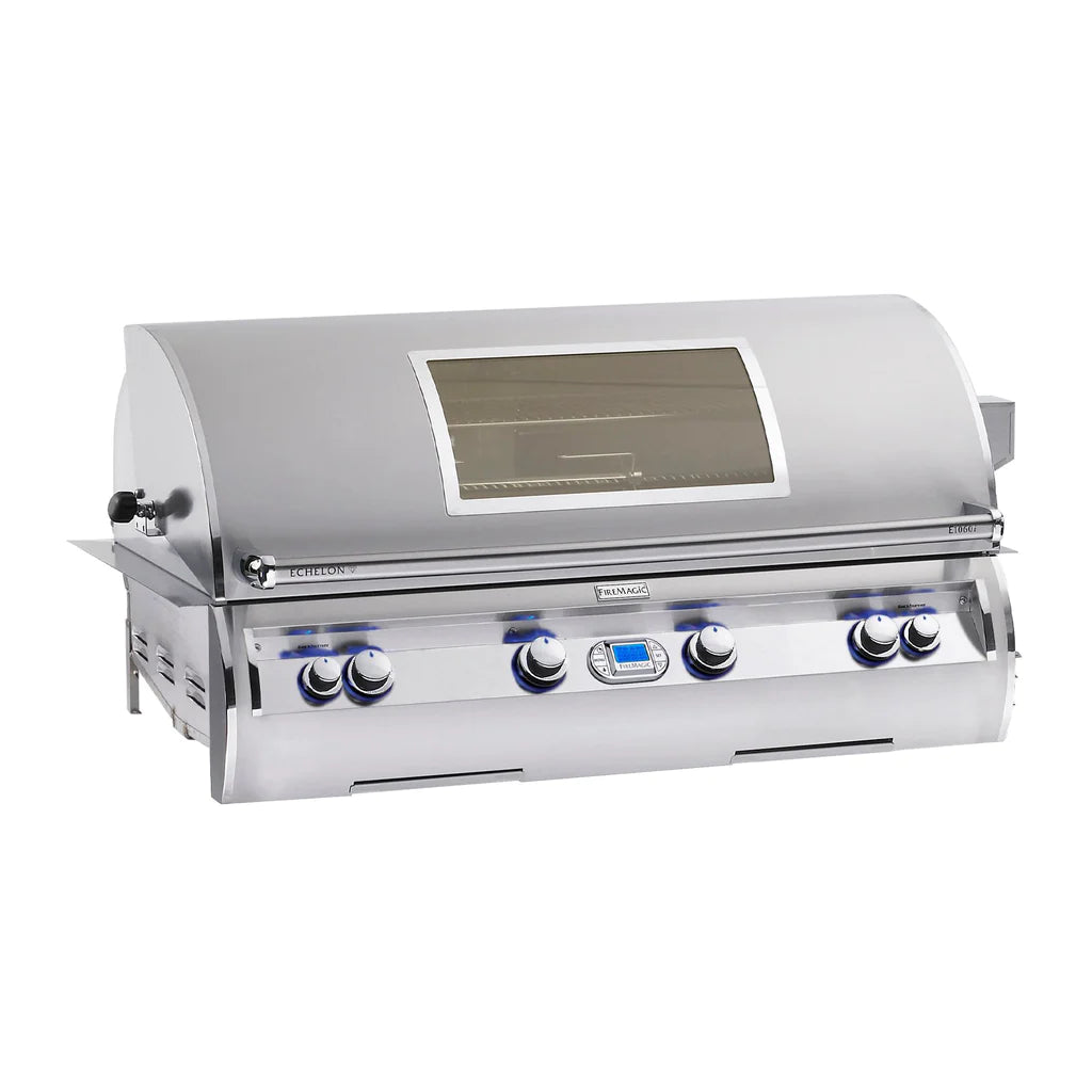 Fire Magic Echelon Diamond E1060i 48-Inch Natural Gas Built-In Grill w/ Backburner, Rotisserie Kit, Magic View Window and Digital Thermometer - E1060I-8E1N-W