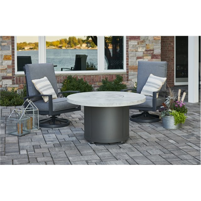 White Onyx Chat High Fire Pit Table