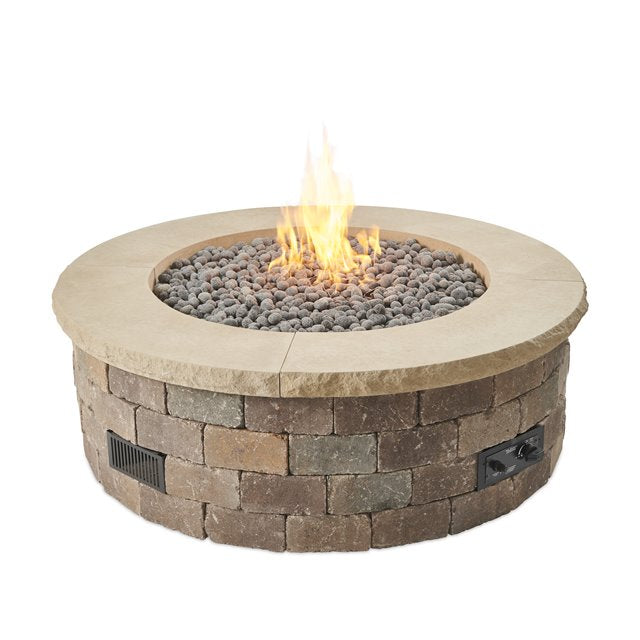 The Outdoor GreatRoom Company DIY Bronson Block Round Gas Fire Pit Kit