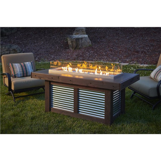 The Out Door Great Room Denali Brew Linear Gas Fire Pit Table