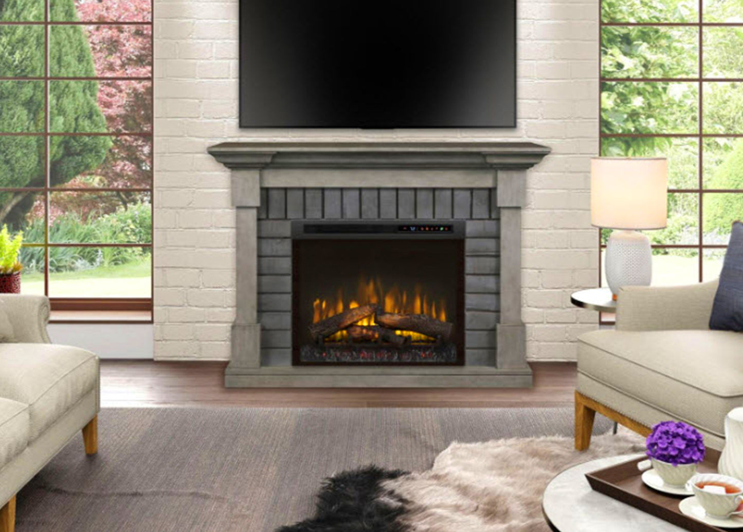 33 Fireplace Wglass Includes Remote Control