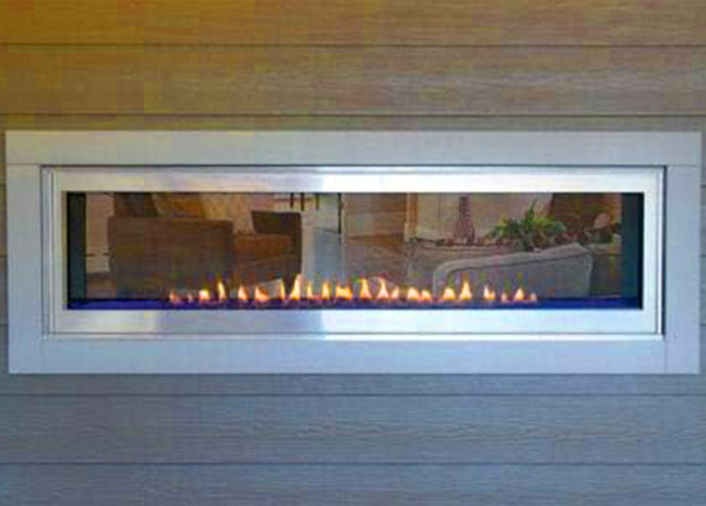 60 Ng Vf See Thru Linear Fireplace, L.E.D. Lights, Barrier 40k Btu