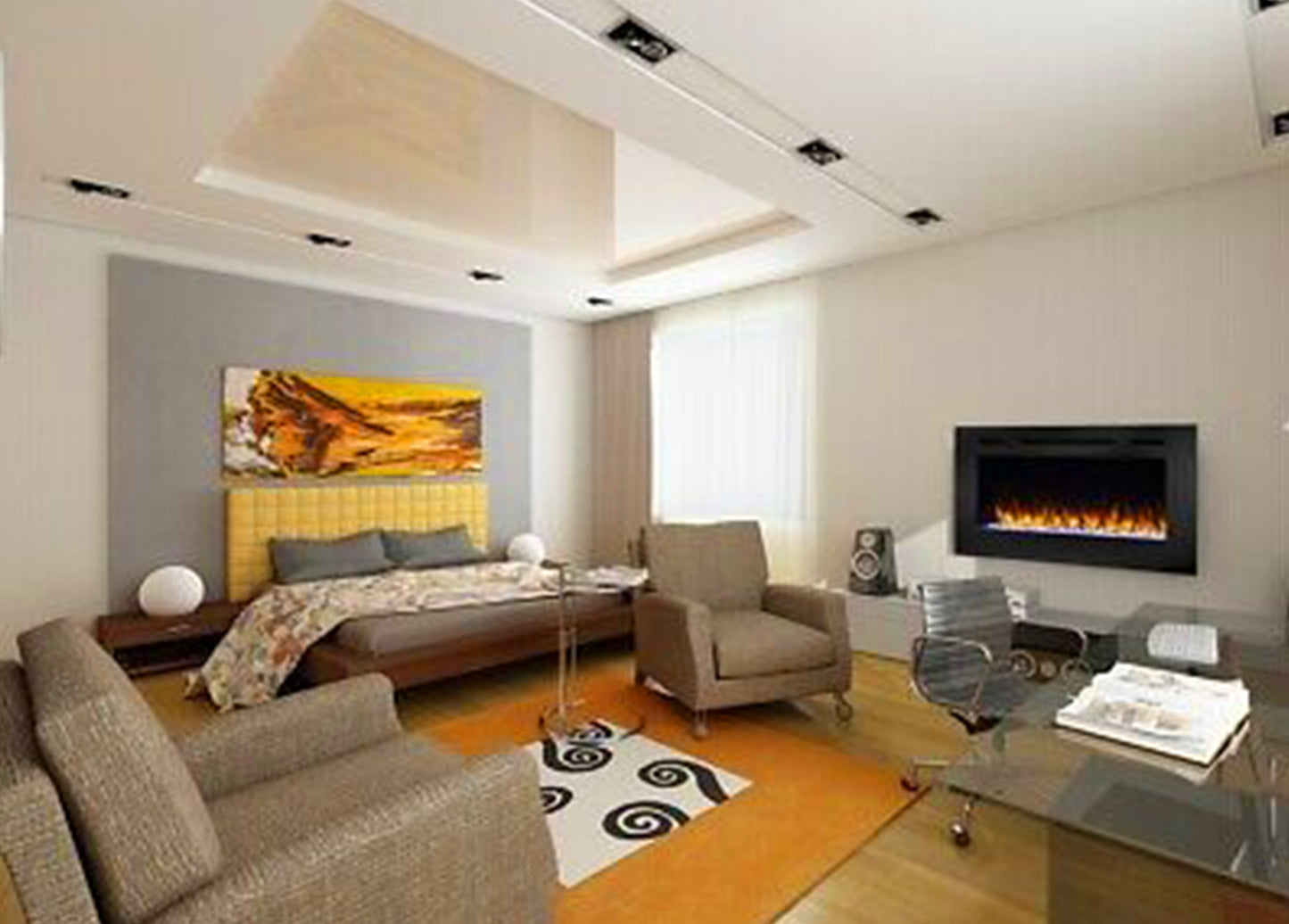 40 Allusion recessed linear electric fireplace