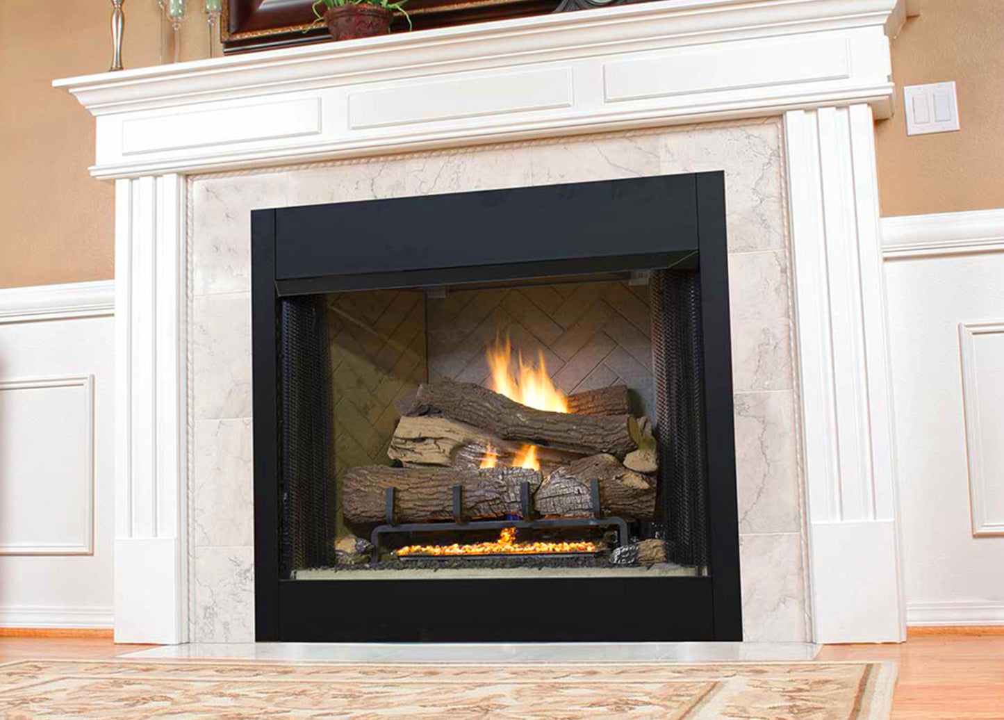 Superior VRT3500 Series 42 Vent Free Traditional Fireplace with White Herringbone Liner, Natural Gas or Propane (VRT3542WH) (F0301)