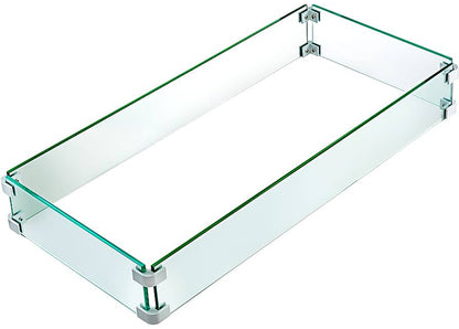 20 x 40 X 8 Rectangular Glass Wind Guard ¼ - Tempered Glass with Polished Edges