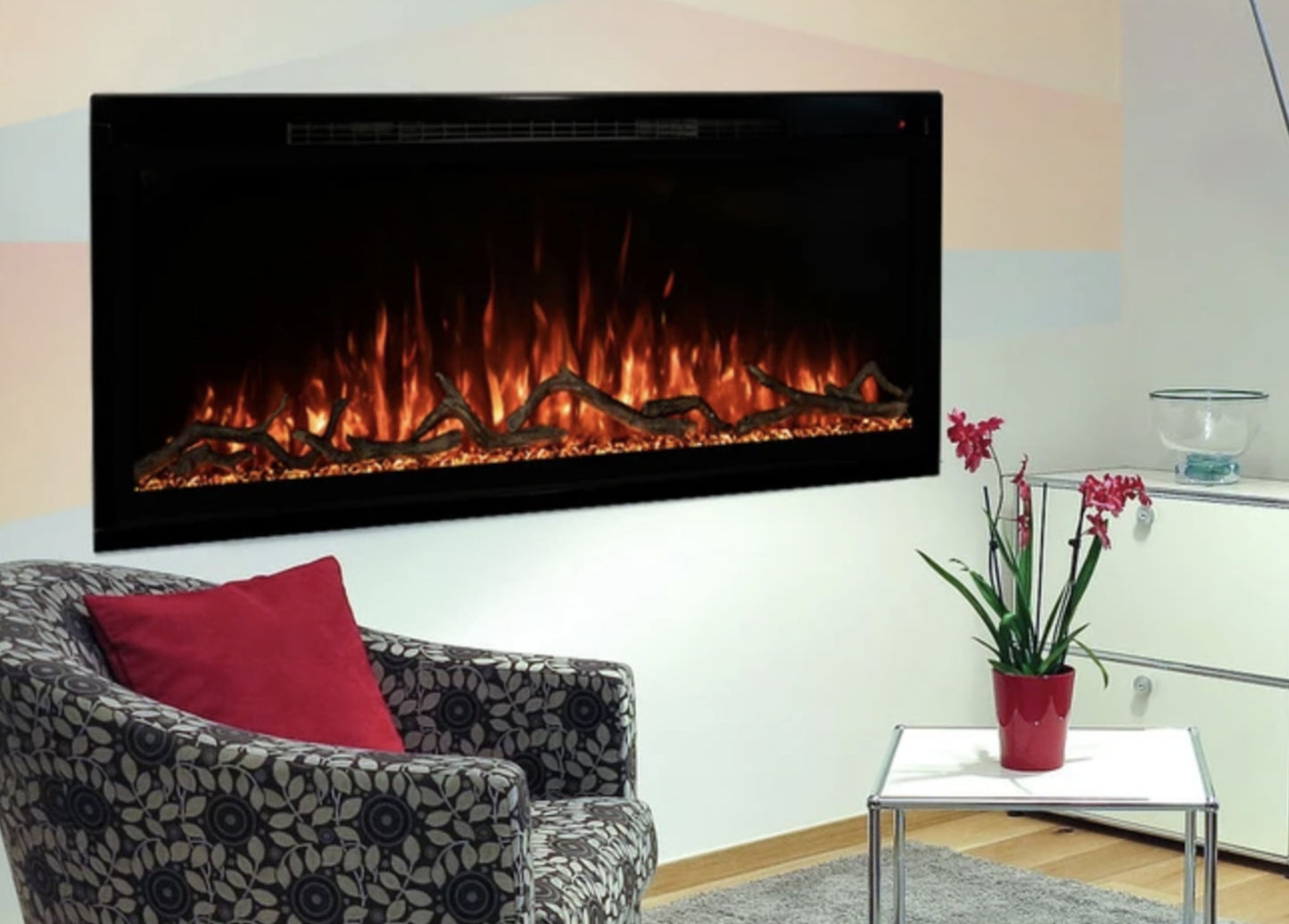 Modern Flames Spectrum Slimline 100" Wall-Mount or Built-In Linear Electric Fireplace (SPS-100B)