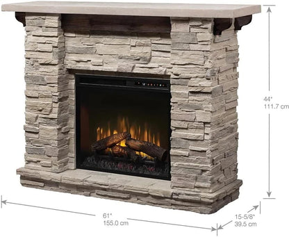 Featherston Mantel in stone-look finish with solid wood details (Fireplace not included)