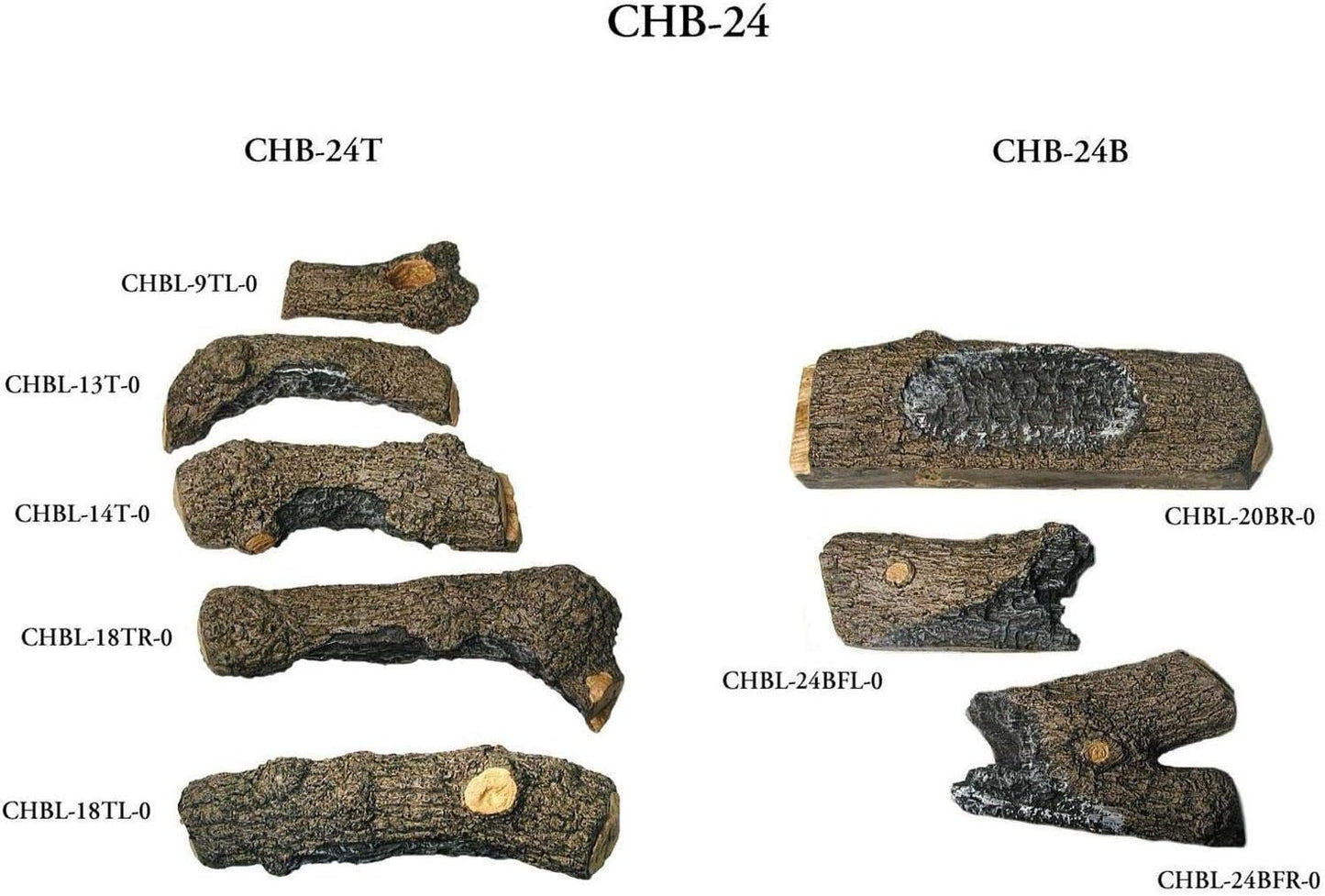 24 Charred Royal English Oak Bottom Logs