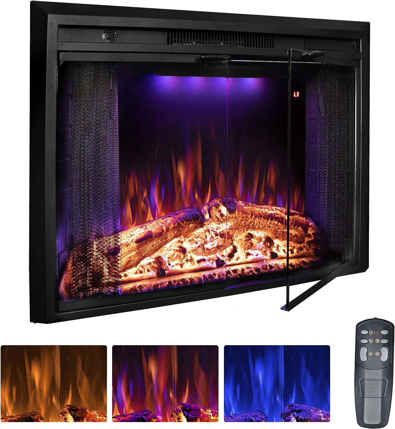 33 Fireplace Wglass Includes Remote Control