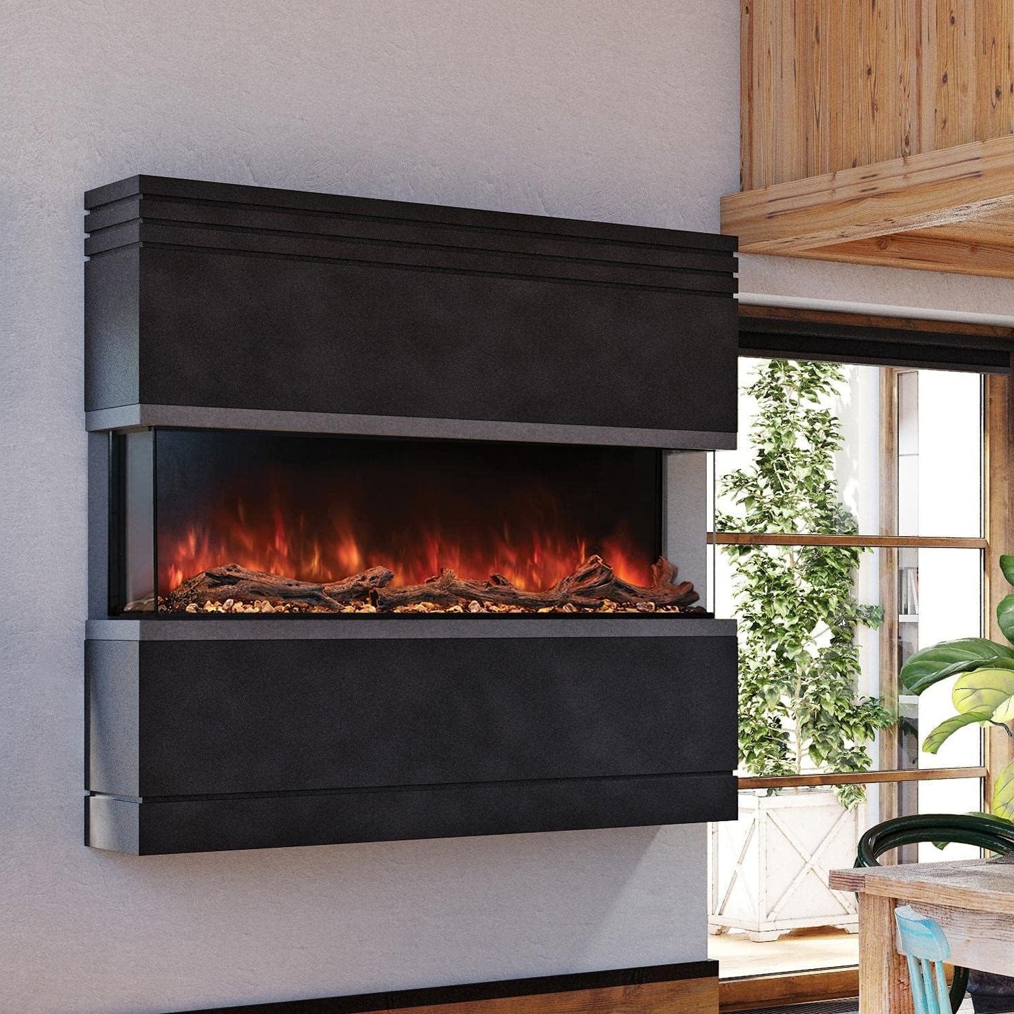 Modern Flames Landscape Pro Multi 120” Linear Multi-Sided Fireplace, Electric wLOGS