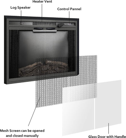 33 Fireplace Wglass Includes Remote Control