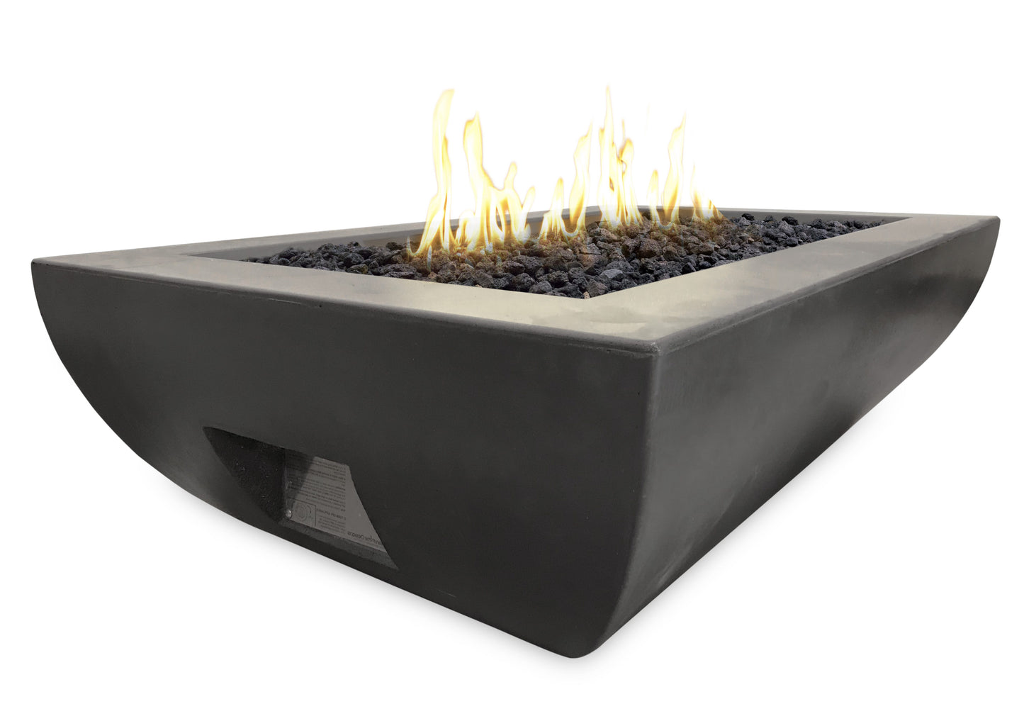 Bordeaux Rectangle Fire Bowl Black Lava Ng