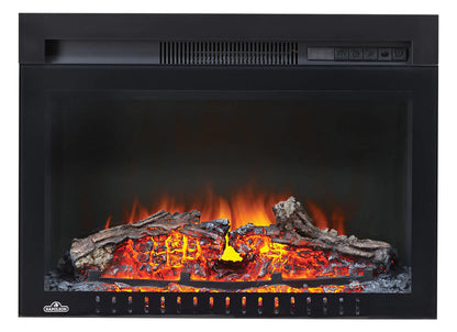 Cinema Log 27 Electric Fireplace Glass Front Powder Coated Black Finiish