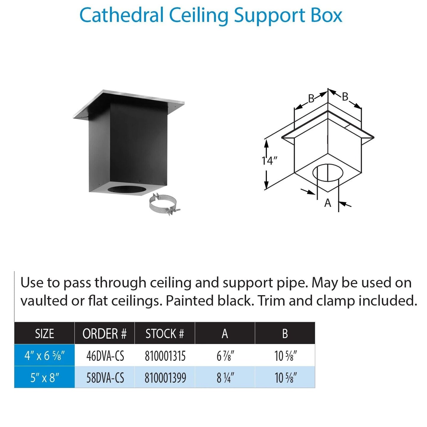 Ceiling Support Box (4x6) Direct Vent (941)