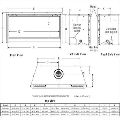 Superior DRL3500 Series 55" Direct Vent Linear Fireplace with Electronic Ignition, Natural Gas (DRL3555TEN)