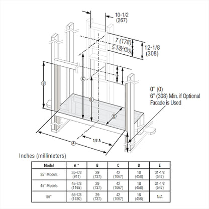 Superior DRL3500 Series 55" Direct Vent Linear Fireplace with Electronic Ignition, Natural Gas (DRL3555TEN)